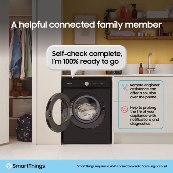 Samsung WD11DG5B15BBEU 11/6kg Washer Dryer, E Rated in Black