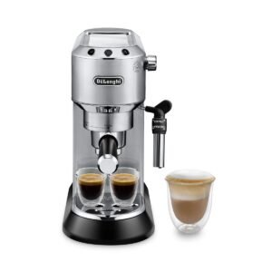 De'Longhi Dedica Style EC685.M Pump Espresso Coffee Machine, 15 Bar, 1.1L Tank, Milk Frother - Silver