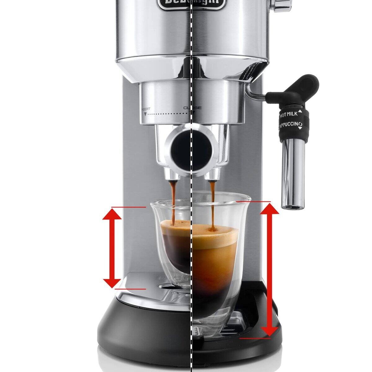 De'Longhi Dedica Style EC685.M Pump Espresso Coffee Machine, 15 Bar, 1.1L Tank, Milk Frother - Silver