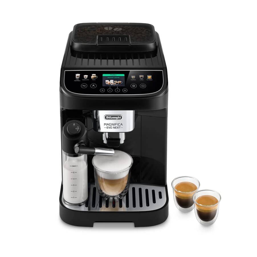 De'Longhi Magnifica Evo Next ECAM310.60.B Bean to Cup Coffee Machine – LatteCrema Hot, 10 Drinks – Black