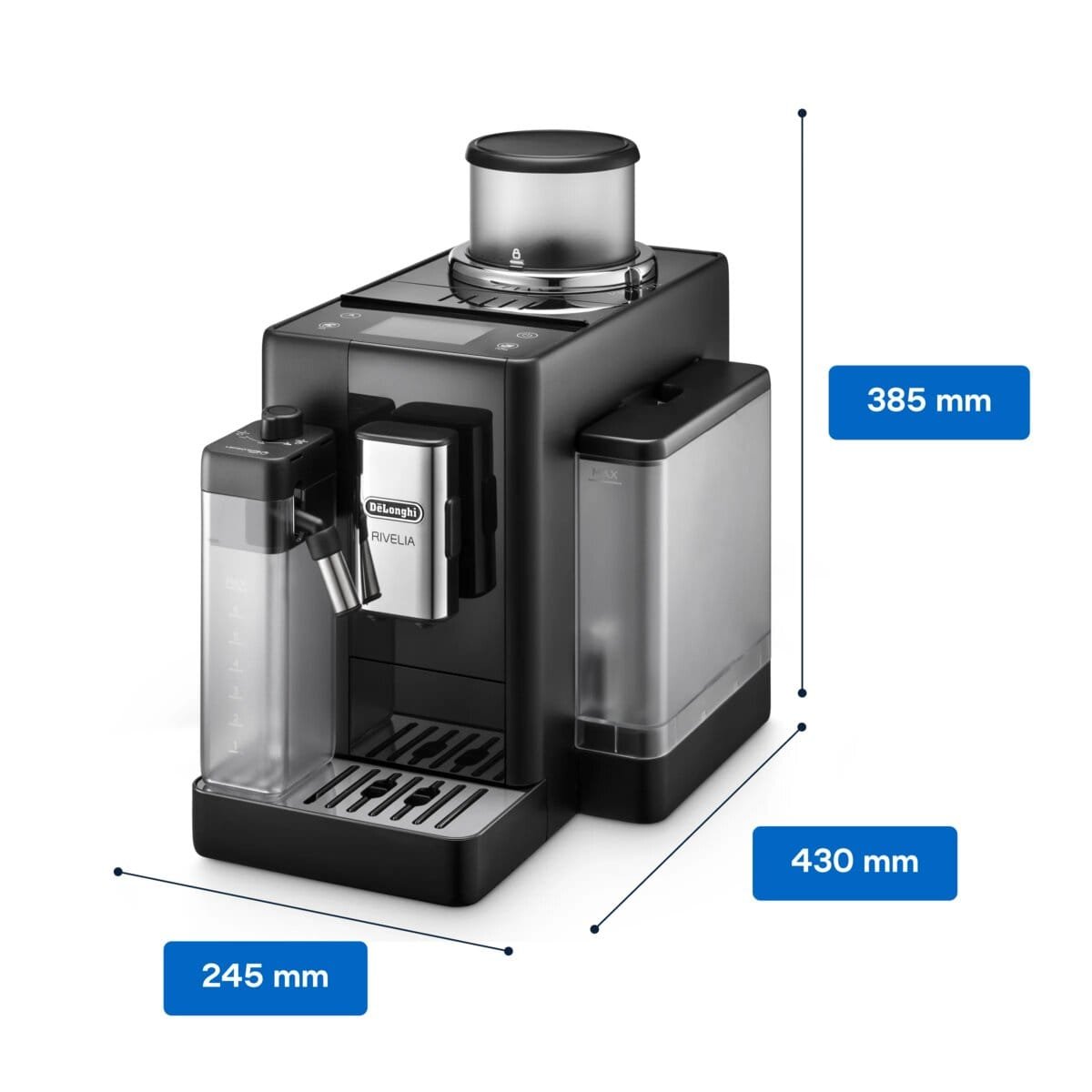 De'Longhi Rivelia EXAM440.55.B Bean to Cup Coffee Machine, LatteCrema Hot, 16 Drinks, 19 Bar, Onyx Black