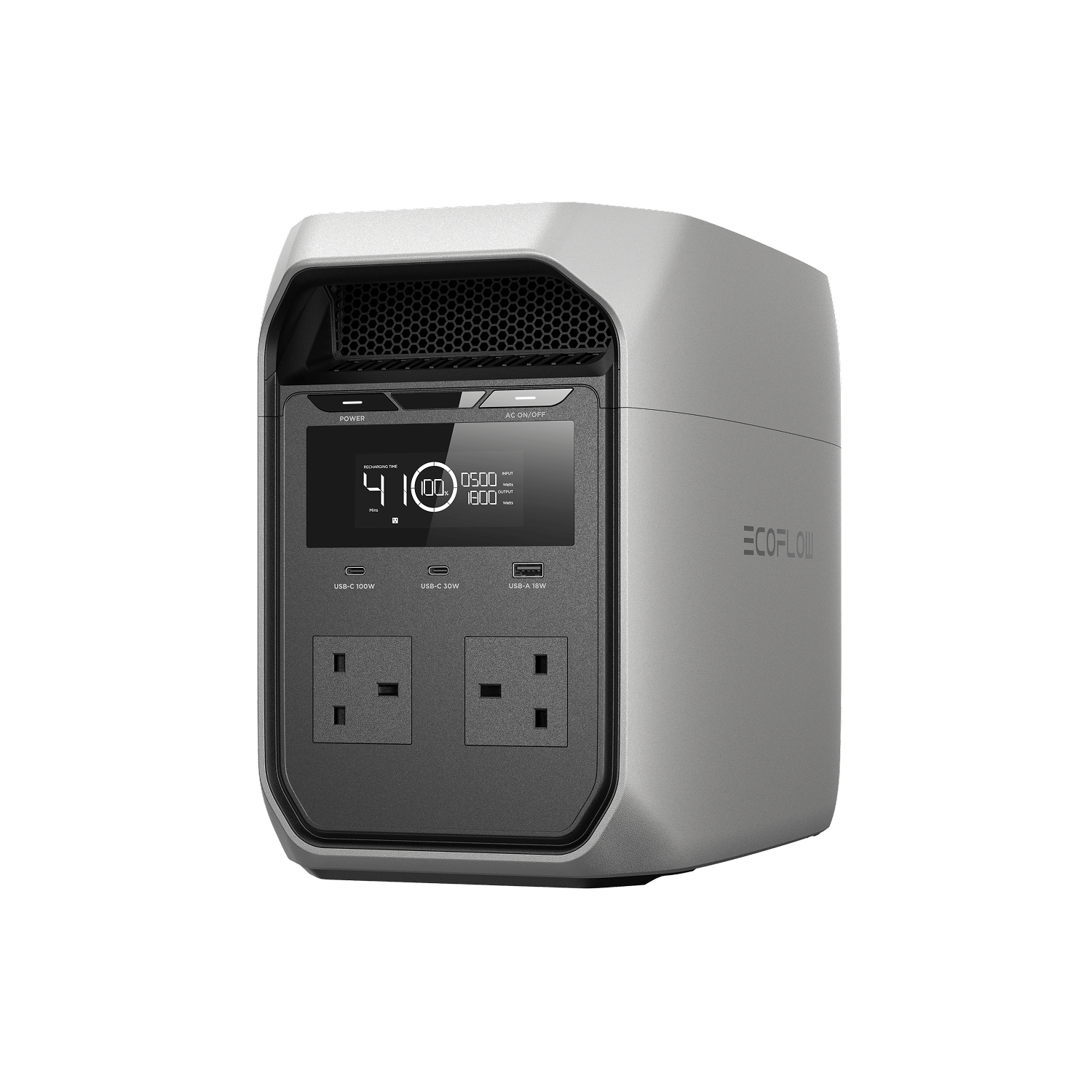 EcoFlow DELTA 3 Classic Portable Power Station 1024Wh, 1800W (2400W X-Boost), LFP Battery, 2x UK AC