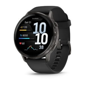 Garmin Venu 4 GPS Smartwatch 45mm Bluetooth Slate with Black Band – 1.4" AMOLED, ECG, LED Flashlight