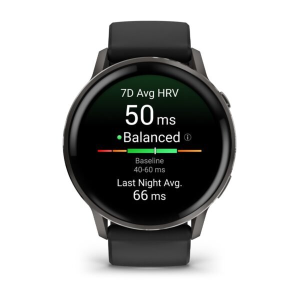 Garmin Venu 4 GPS Smartwatch 45mm Bluetooth Slate with Black Band – 1.4" AMOLED, ECG, LED Flashlight