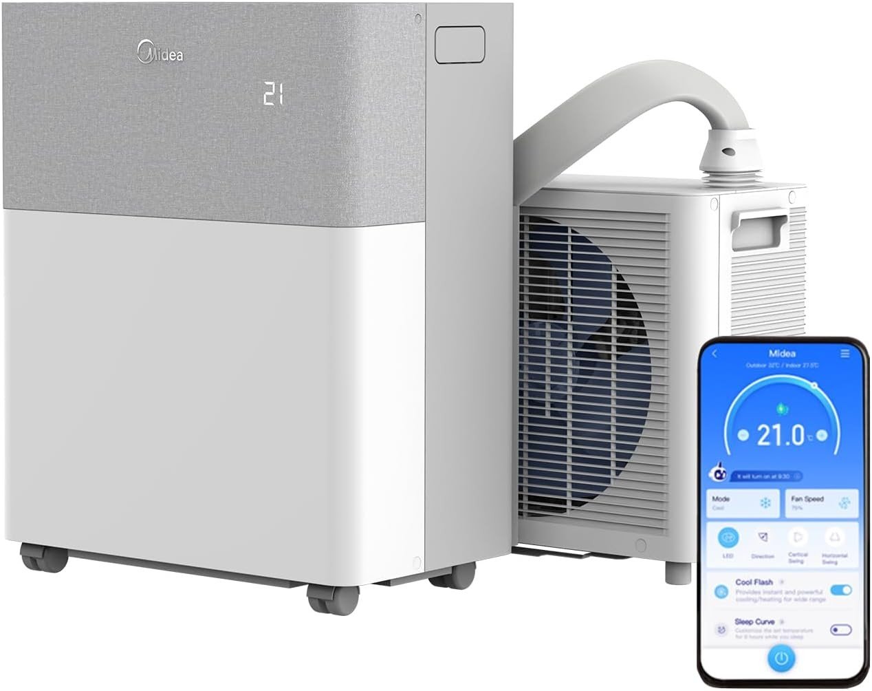 Midea PortaSplit MMCS-12HRN8-QRD0 12000 BTU Portable Split Air Conditioner, Heat Pump, Wi-Fi, A++ Cooling