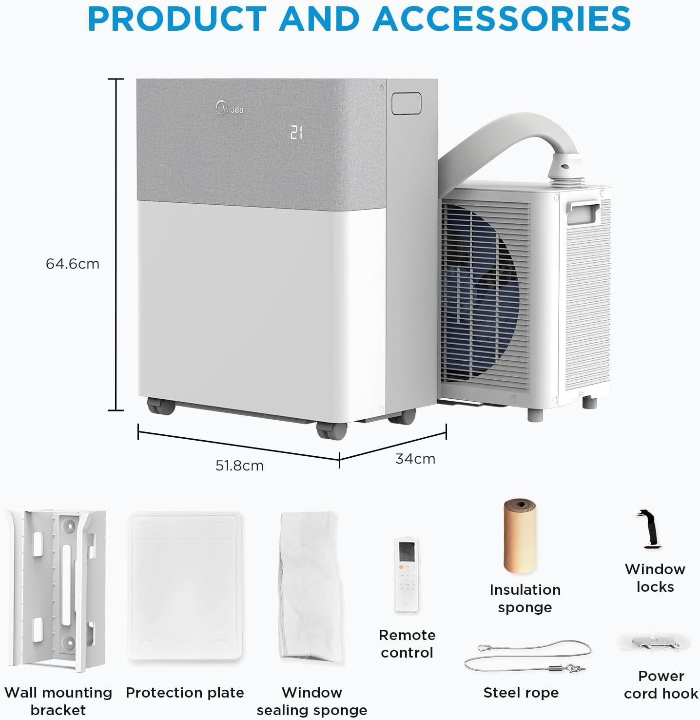 Midea PortaSplit MMCS-12HRN8-QRD0 12000 BTU Portable Split Air Conditioner, Heat Pump, Wi-Fi, A++ Cooling