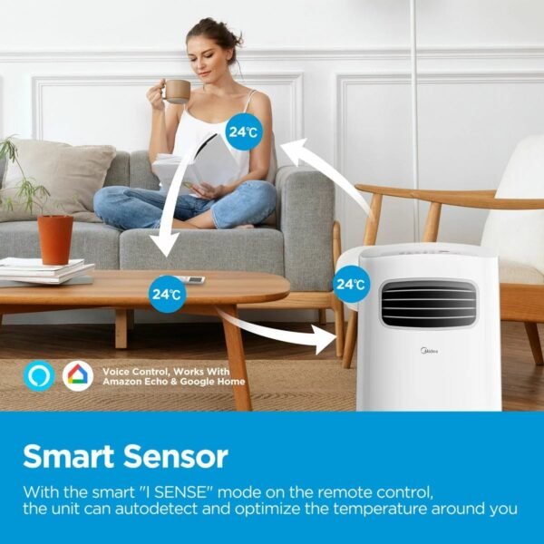 Midea MPPFA1-09CRN7 9000 BTU Portable Air Conditioner, Wi-Fi, Alexa/Google, R290, Energy Class A, Window Kit