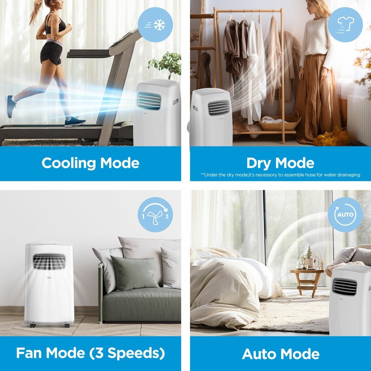 Midea MPPFA1-09CRN7 9000 BTU Portable Air Conditioner, Wi-Fi, Alexa/Google, R290, Energy Class A, Window Kit