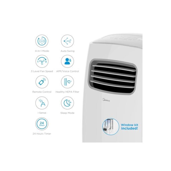 Midea Smart MPPFB1-12CRN7 12000 BTU Portable Air Conditioner, Wi-Fi & App, Alexa/Google, Window Kit