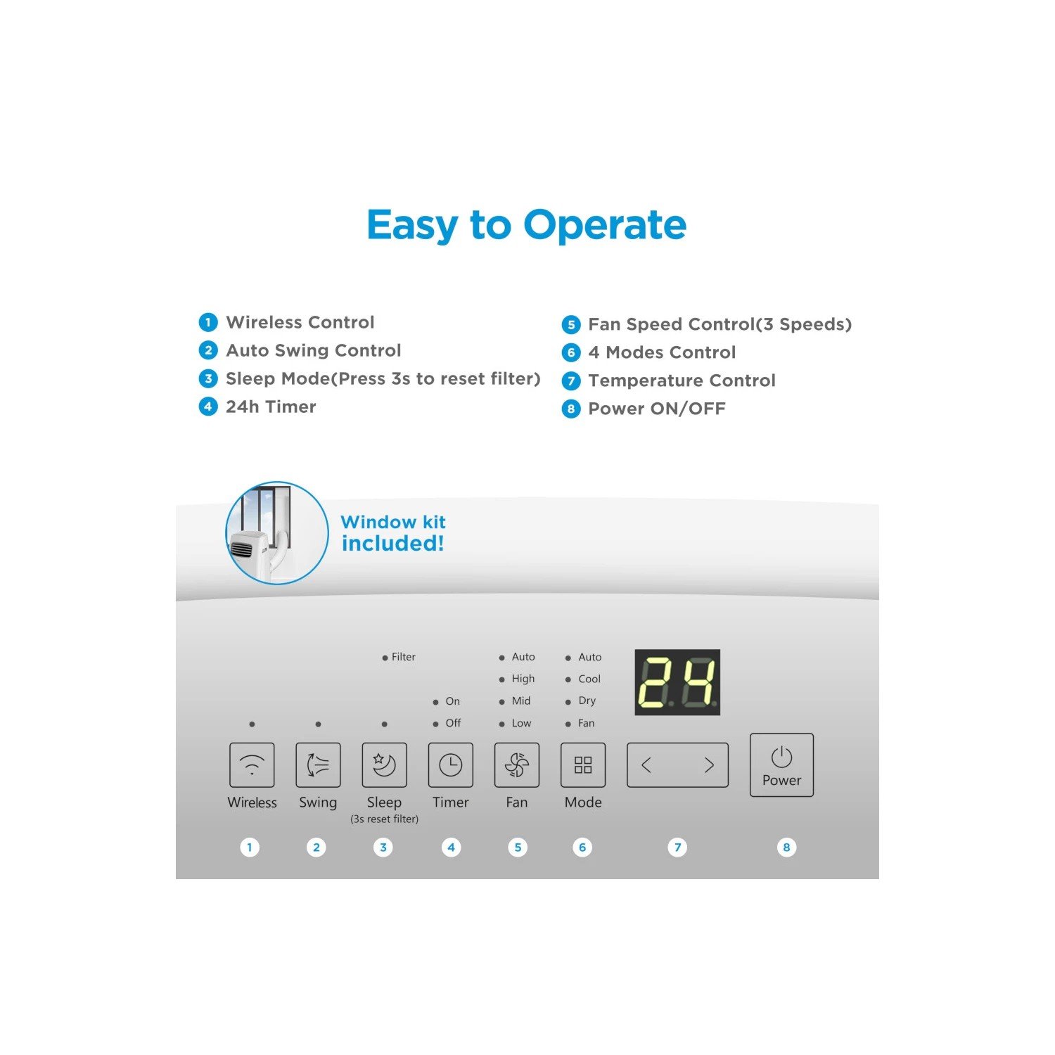 Midea Smart MPPFB1-12CRN7 12000 BTU Portable Air Conditioner, Wi-Fi & App, Alexa/Google, Window Kit