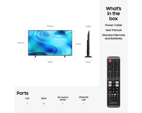 Samsung 43" U7020H Crystal UHD 4K Vision AI Smart TV (2026) UE43U7020HKXXU, HDR10+, Tizen