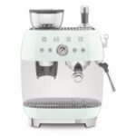 Smeg EGF03PGUK Retro Espresso Coffee Machine with Grinder in Pastel Green